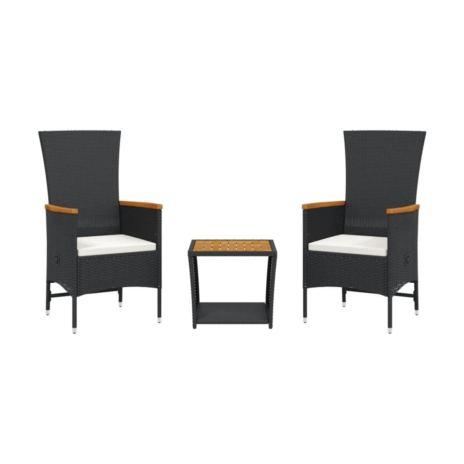 vidaXL 3-Tlg Garten-Essgruppe mit Kissen Schwarz Poly Rattan 3277540 günstig online kaufen