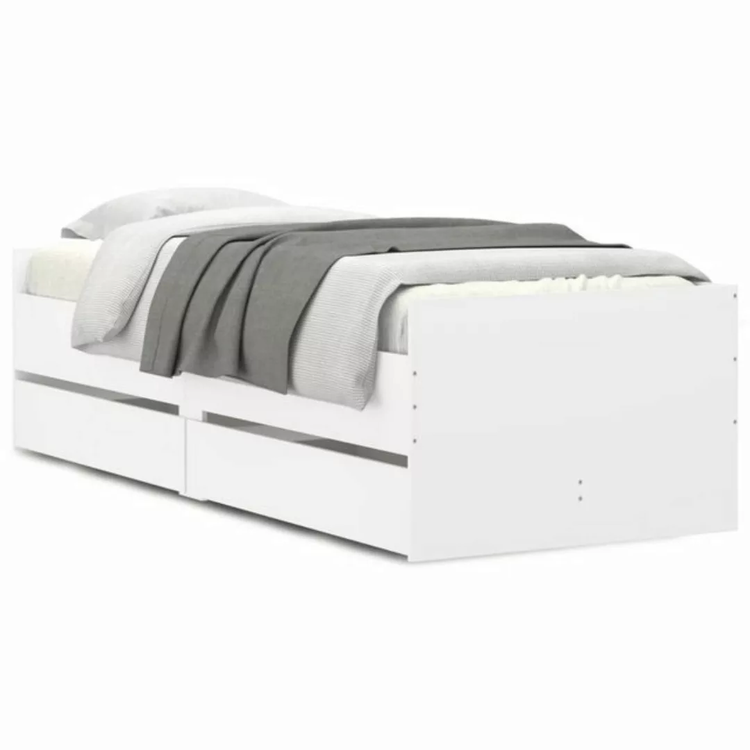 vidaXL Bettgestell Bettgestell mit Schubladen Weiß 100x200 cm Bett Bettgest günstig online kaufen