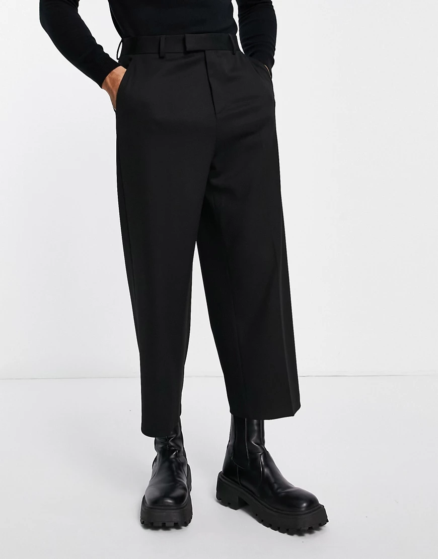 ASOS DESIGN – Eleganter Hosenrock mit weitem Bein in Schwarz günstig online kaufen