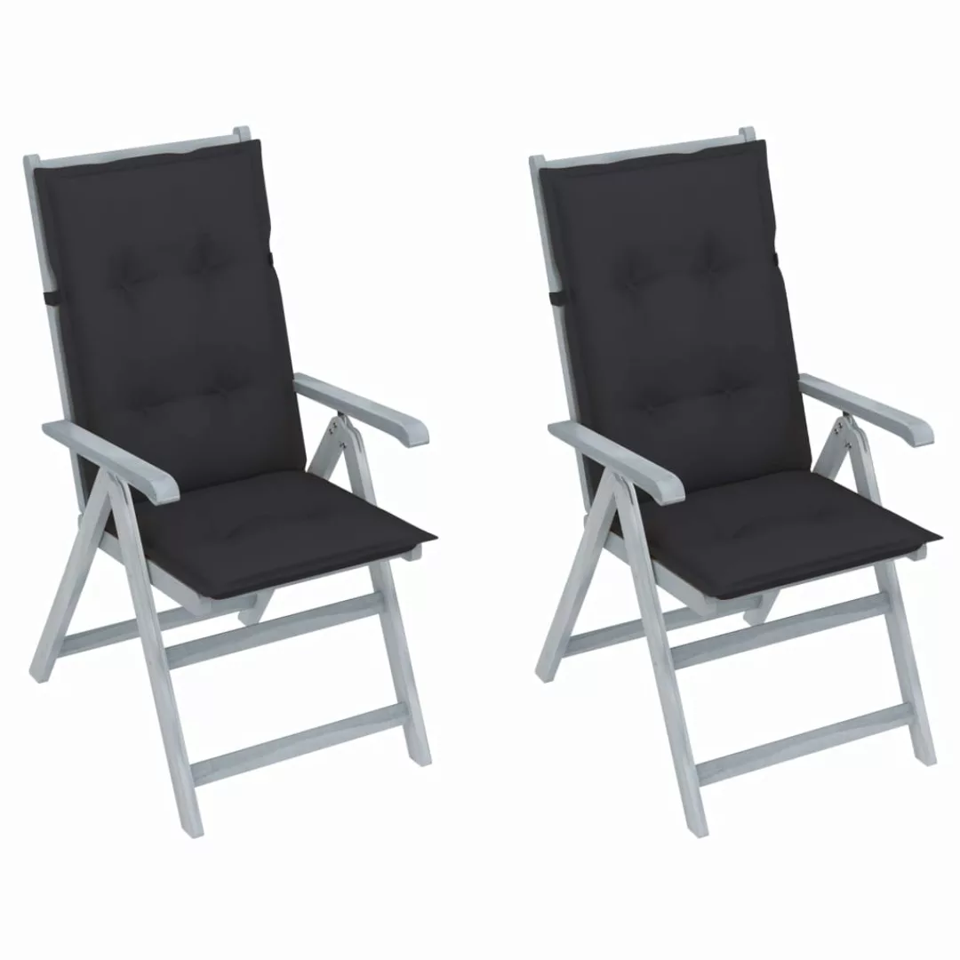 Verstellbare Gartenstühle 2 Stk. Mit Auflagen Massivholz Akazie günstig online kaufen