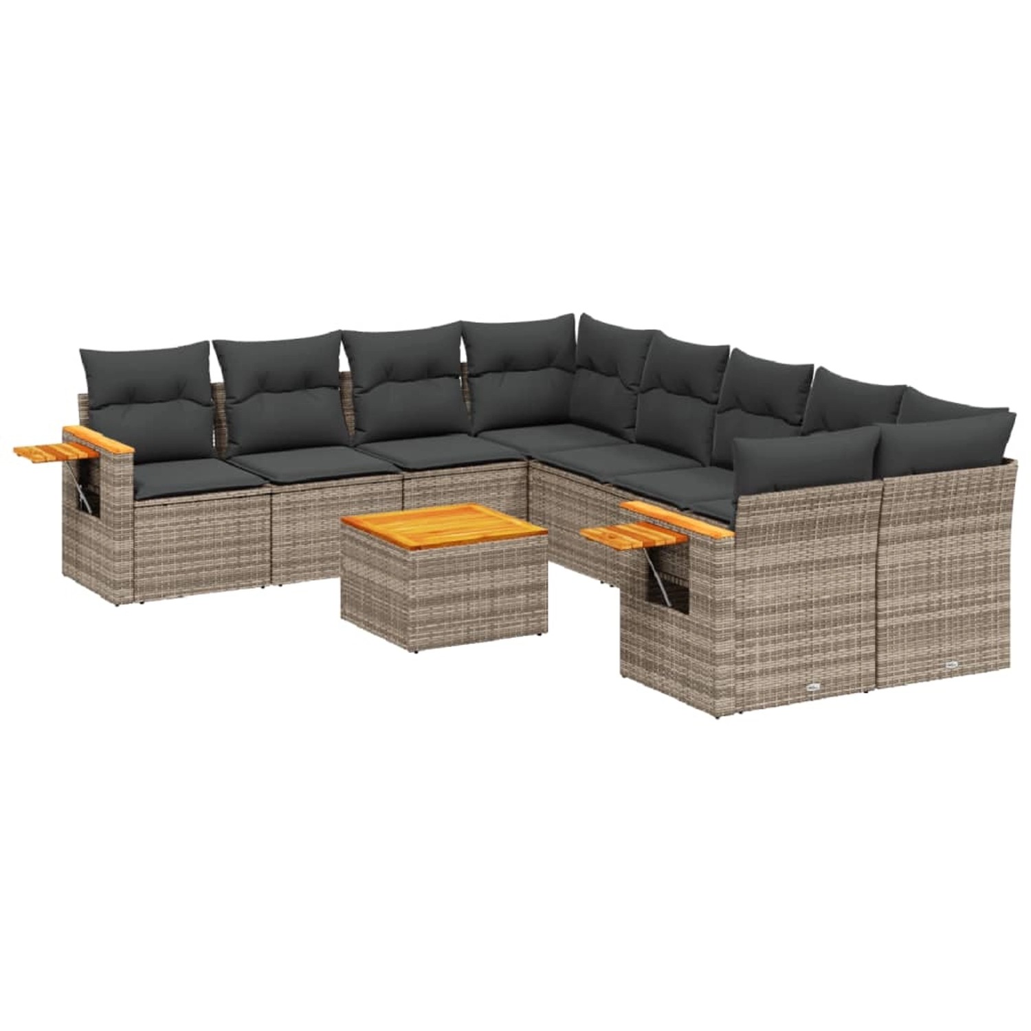 vidaXL 9-tlg Garten-Sofagarnitur mit Kissen Grau Poly Rattan Modell 58 günstig online kaufen