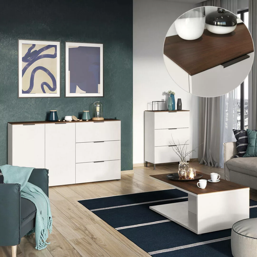 Lomadox Wohnmöbel Set Kommode, Sideboard & Couchtisch CHOLET-01 Kaschmir be günstig online kaufen