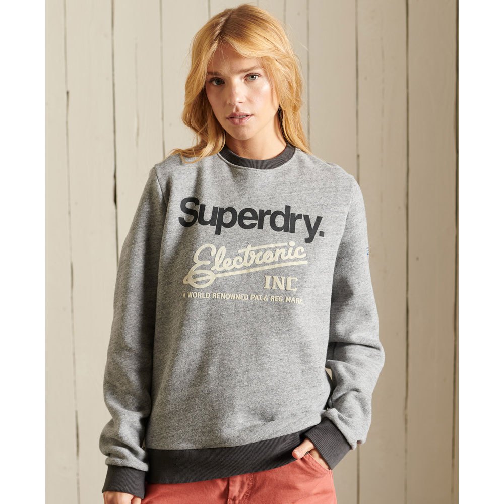 Superdry Core Logo Ac Ringer Crew Pullover L Athletic Grey Marl günstig online kaufen