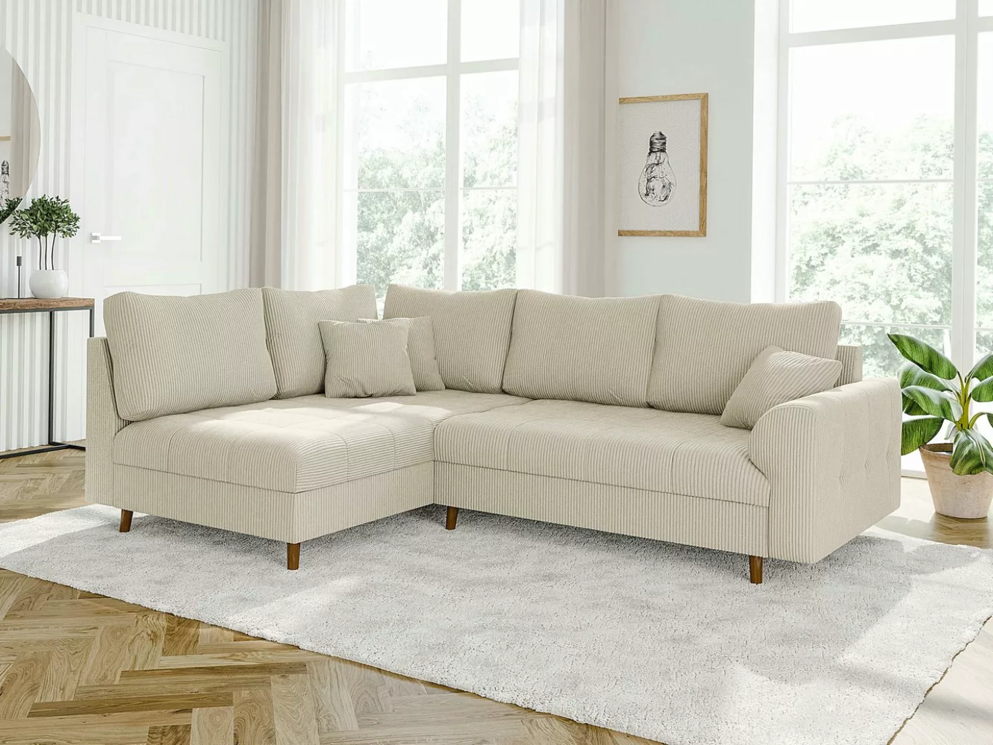 S-Style Möbel Ecksofa Zara mit Braun Holzfüßen im skandinavischen Stil aus günstig online kaufen