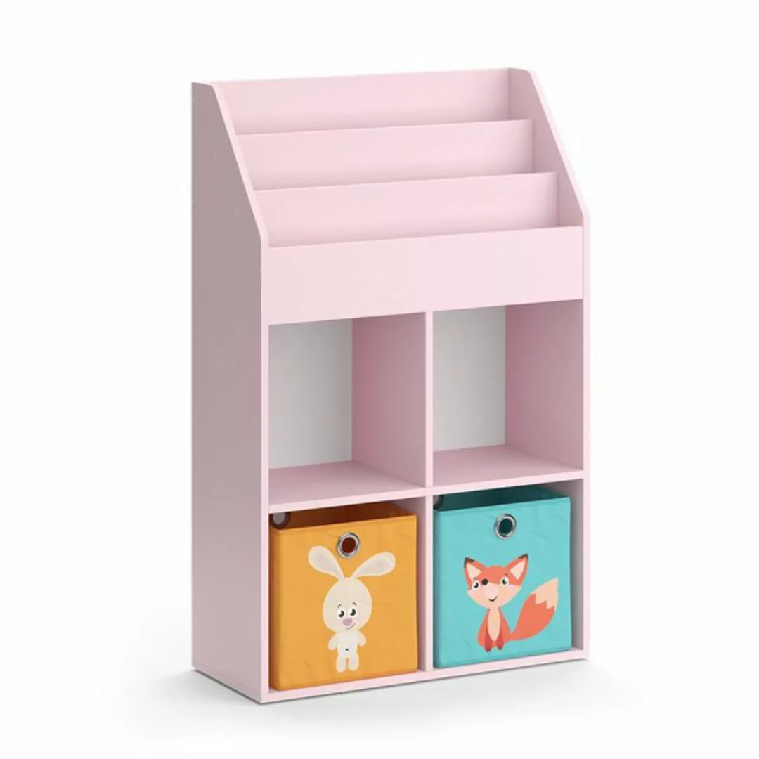 Vicco Bücherregal Luigi, Rosa, 72 x 114.2 cm mit 6 Faltboxen (bunt) günstig online kaufen