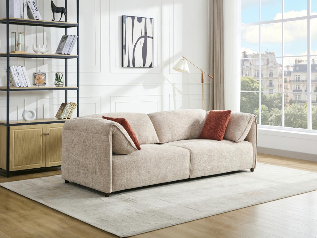 Sofa 3-Sitzer - Strukturstoff - Beige - LOUSOPA von Maison Céphy günstig online kaufen