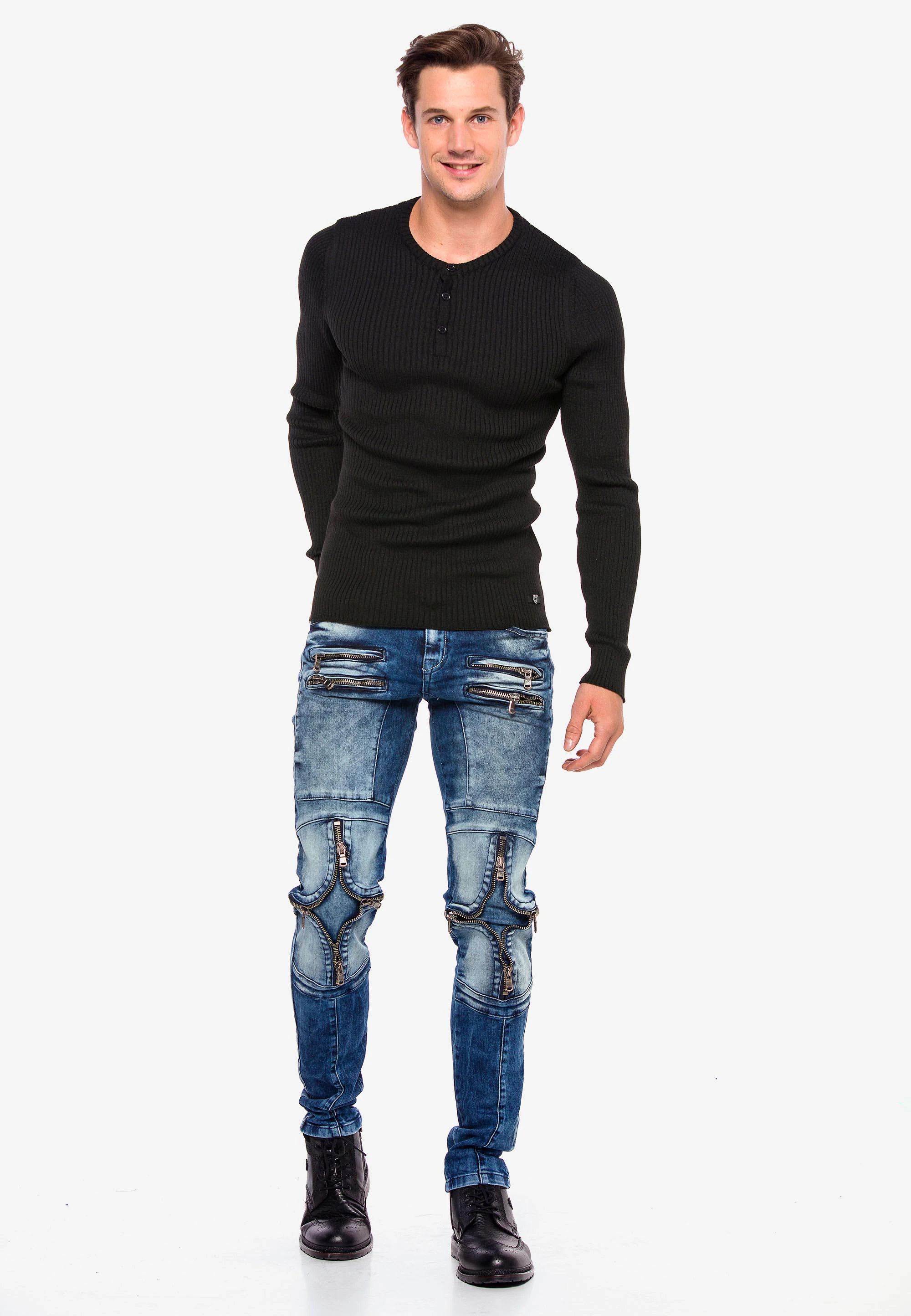 Cipo & Baxx Bequeme Jeans, mit modischen Details in Straight Fit günstig online kaufen