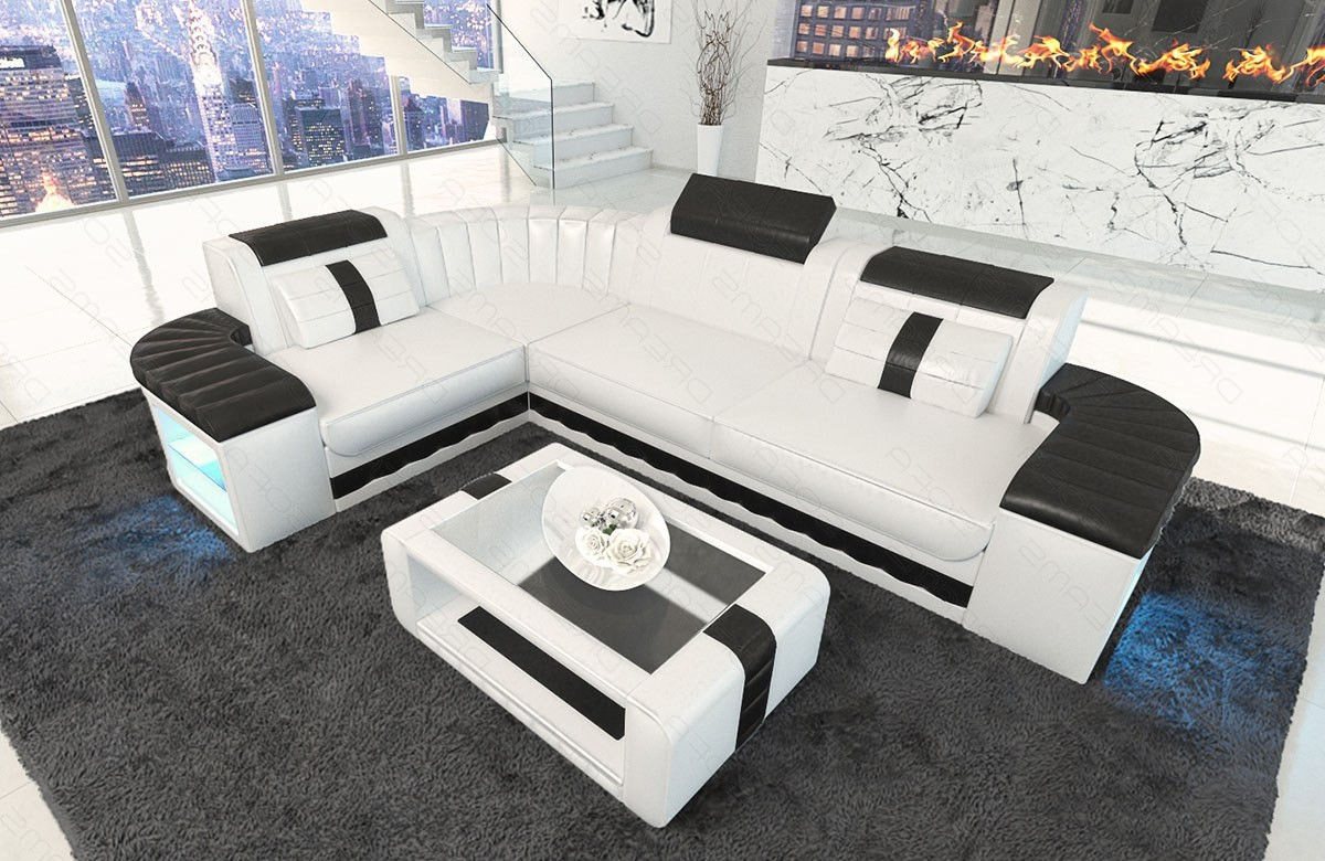 Sofa Dreams Ecksofa Ledersofa Bergamo L Form Mini, Designersofa, Sofa mit B günstig online kaufen