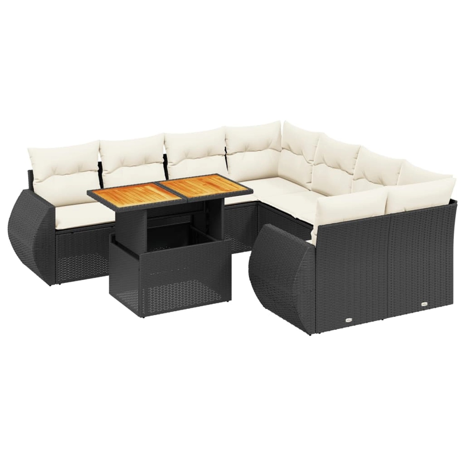 vidaXL 9-Tlg Garten-Sofagarnitur mit Kissen Schwarz Poly Rattan 3272120 günstig online kaufen