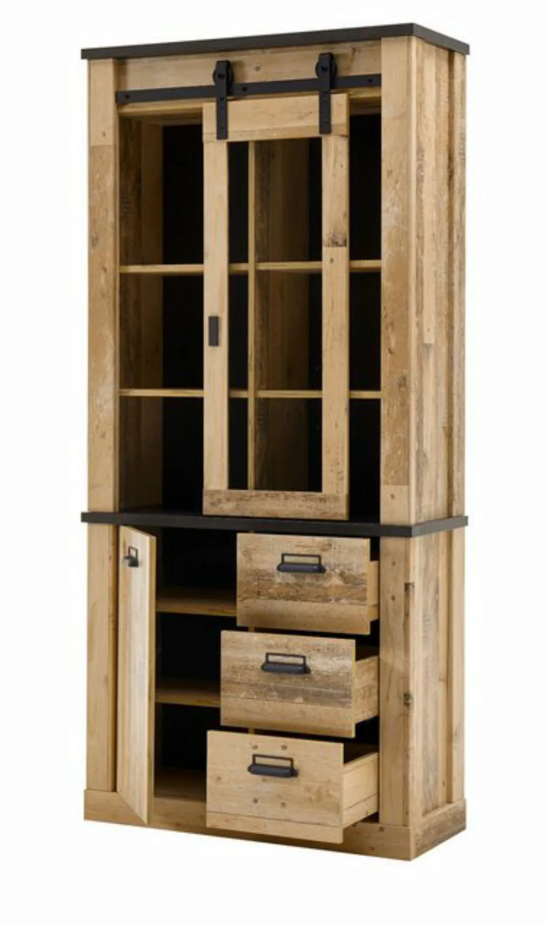 Furn.Design Stauraumvitrine Stove (Vitrinenschrank in Used Wood, 93 x 201 c günstig online kaufen