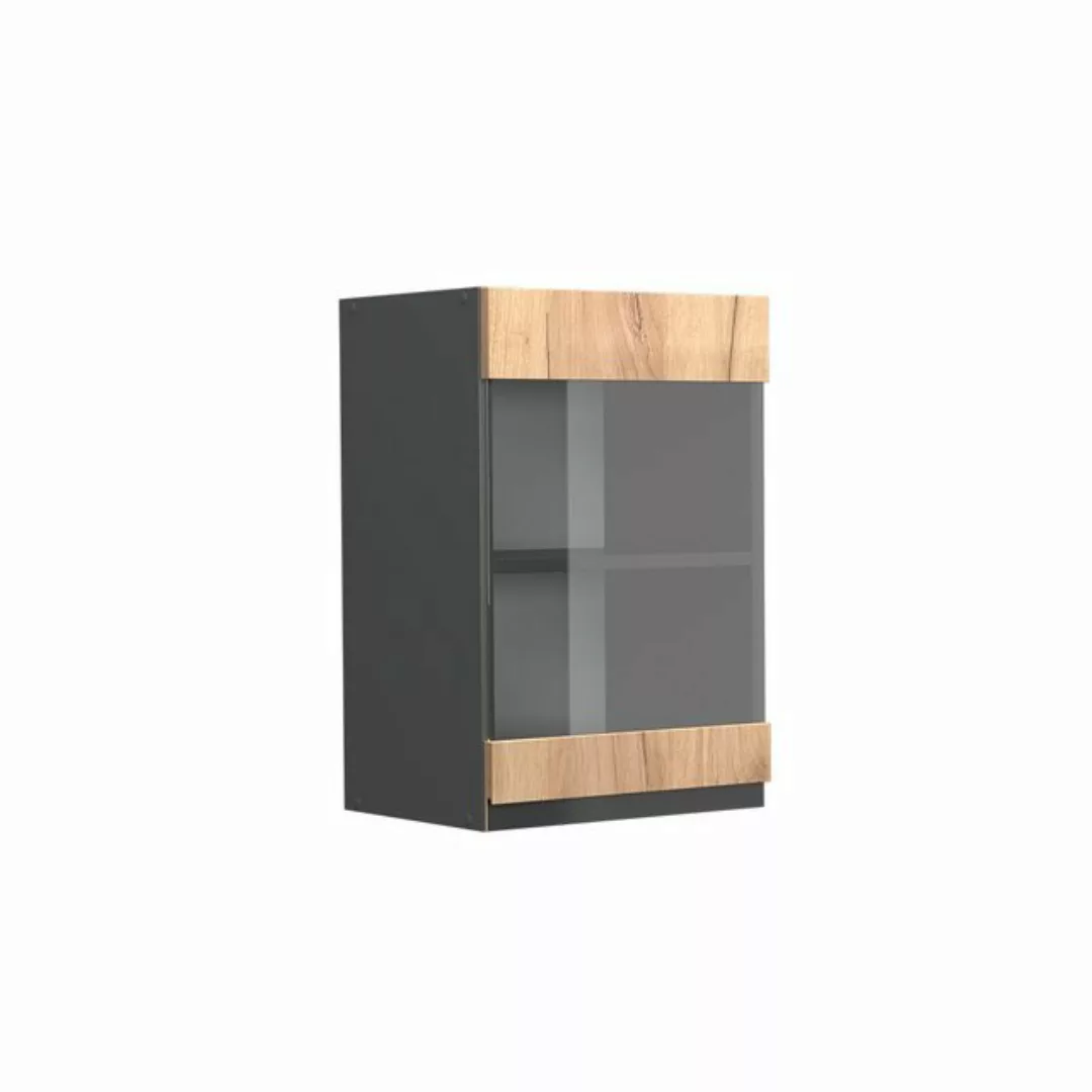 Vicco Glashängeschrank Hängeschrank J-Shape 40 cm Anthrazit/Goldkraft günstig online kaufen