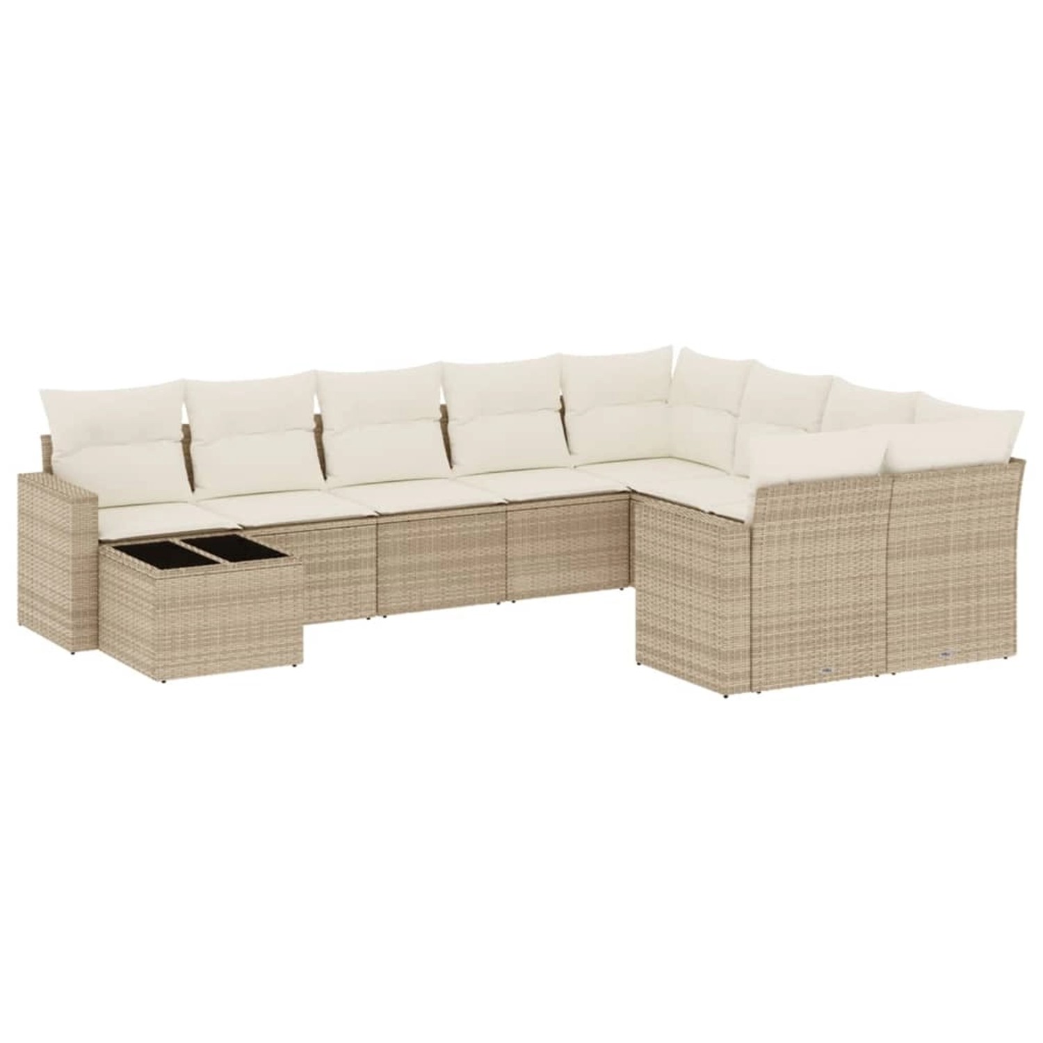 vidaXL 10-Tlg Garten-Sofagarnitur mit Kissen Beige Poly Rattan 3219448 günstig online kaufen