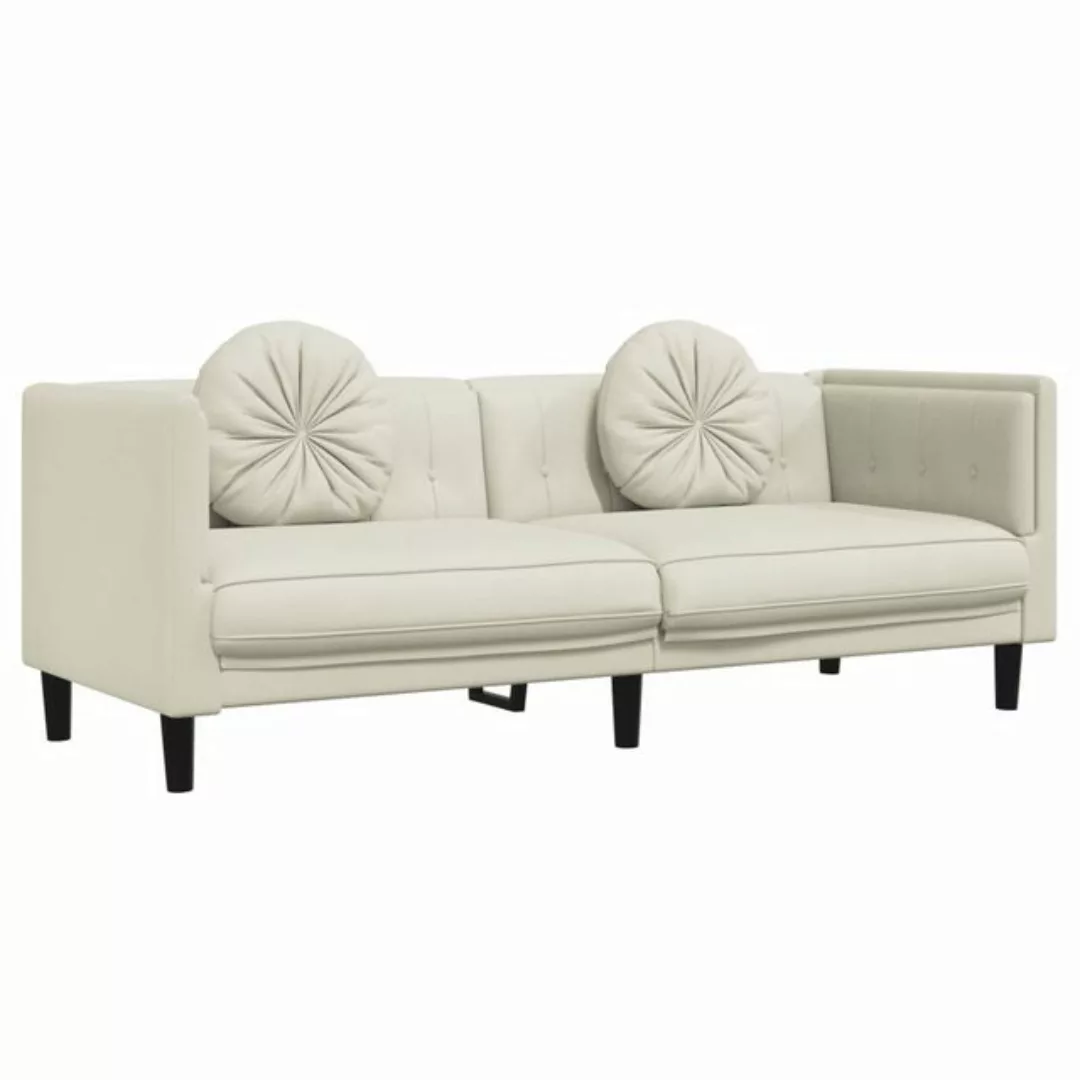 vidaXL Sofa, mit Kissen 3-Sitzer Creme Samt günstig online kaufen