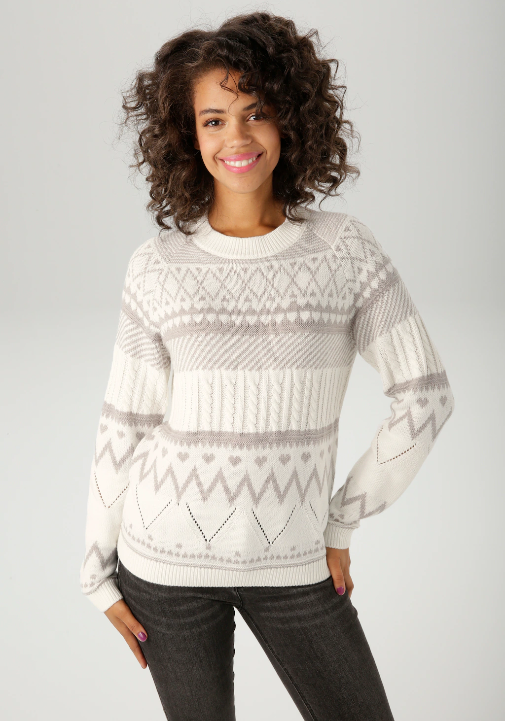 Aniston CASUAL Strickpullover, im trendigen Muster-Mix - NEUE KOLLEKTION günstig online kaufen