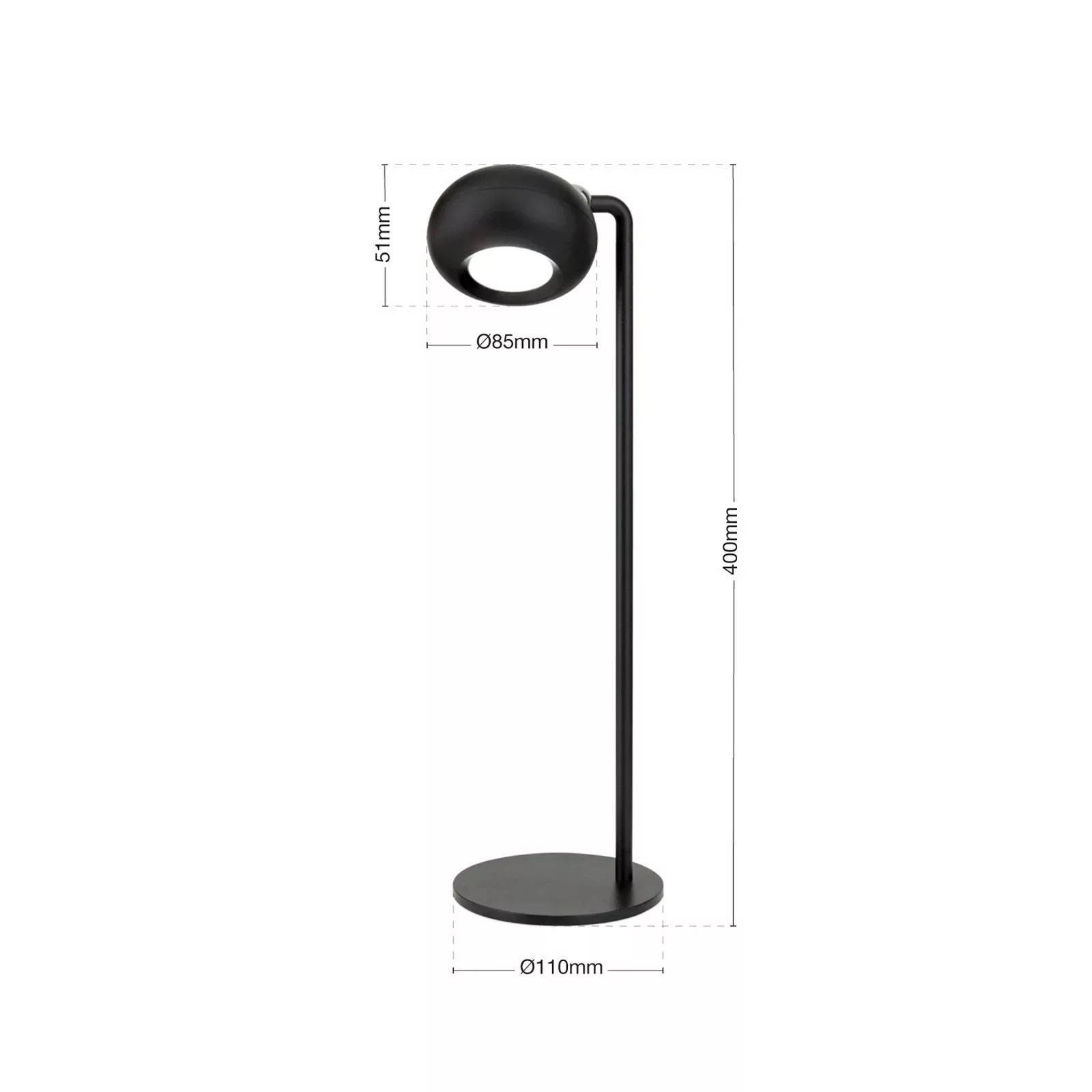 LED-Akku-Tischlampe Kerby, schwarz, Höhe 40 cm, Stahl/Alu günstig online kaufen