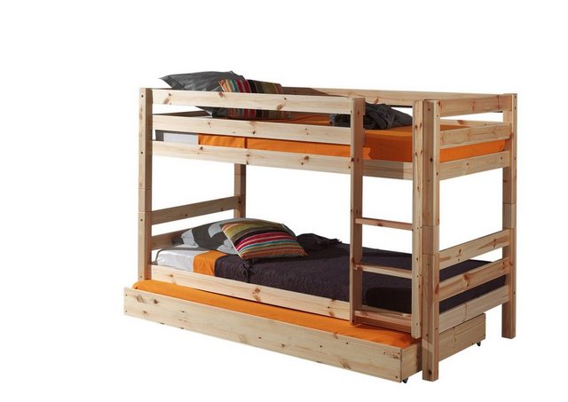 Natur24 Kinderbett Etagenbett mit Bettschublade Pino Kiefer massiv 90x200cm günstig online kaufen