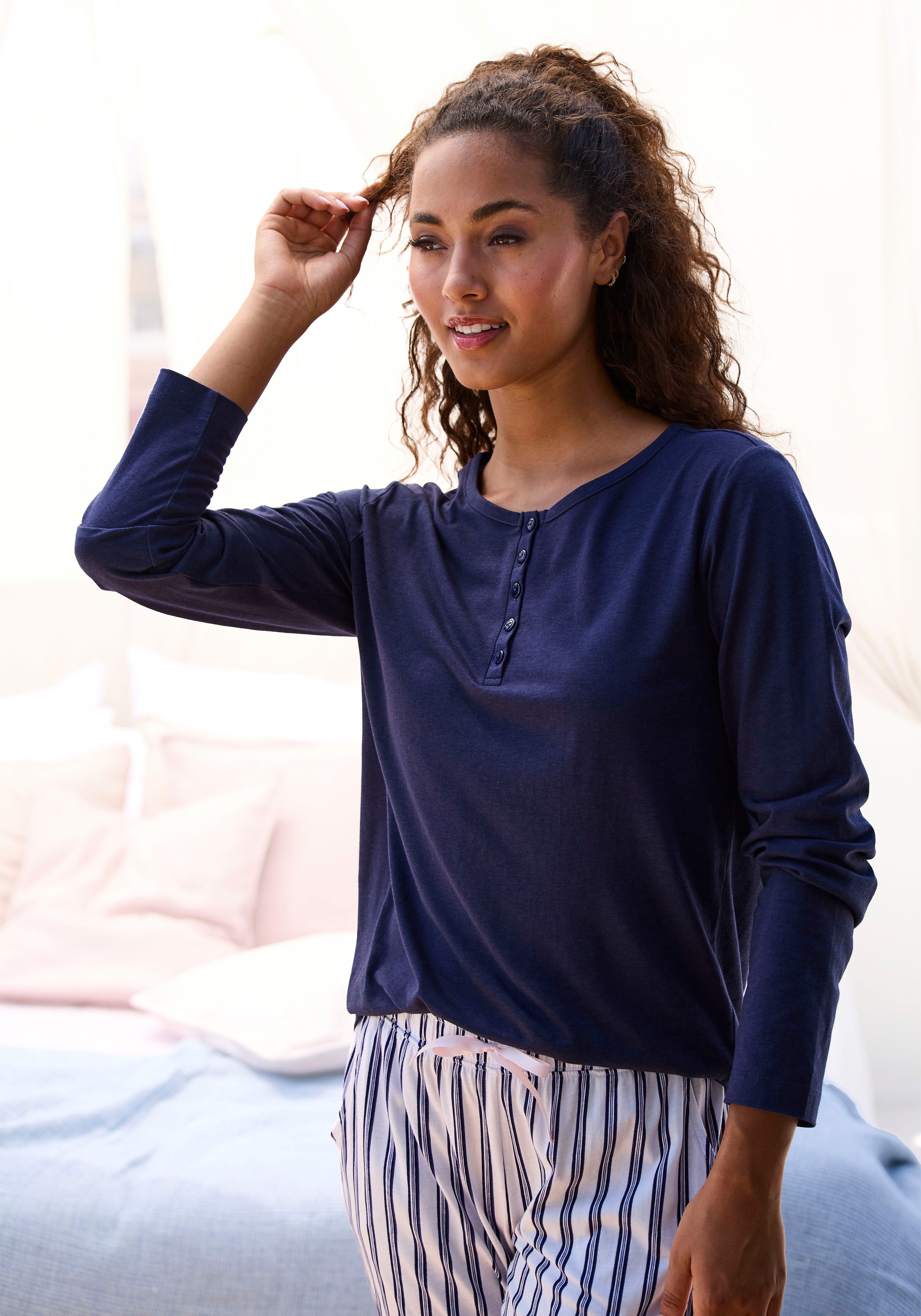 s.Oliver Pyjamaoberteil, mit Knopfleiste günstig online kaufen
