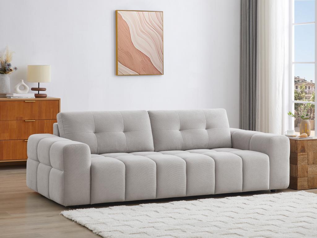 Sofa 3-Sitzer - Strukturstoff - Hellgrau - SOPELANA günstig online kaufen
