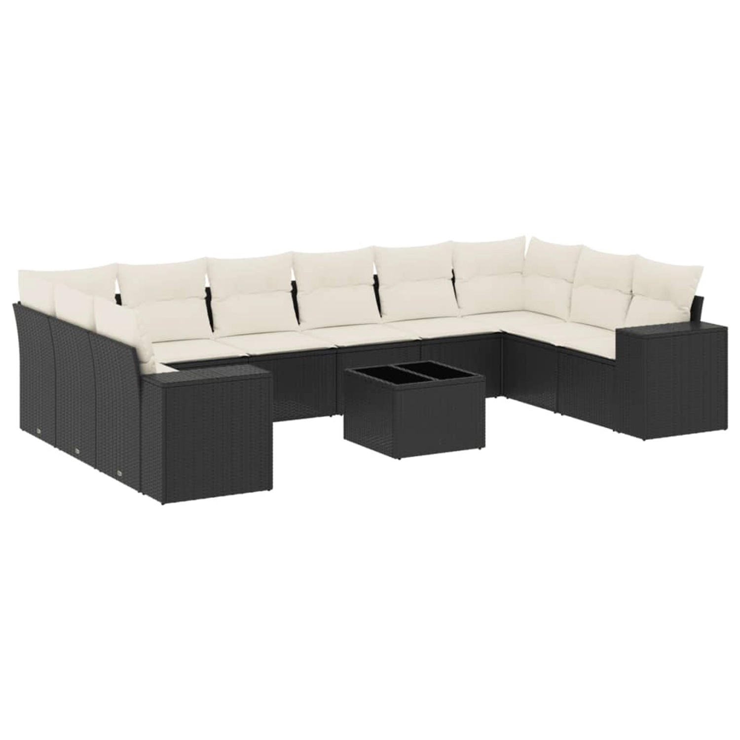 vidaXL 11-Tlg Garten-Sofagarnitur mit Kissen Schwarz Poly Rattan 3223075 günstig online kaufen