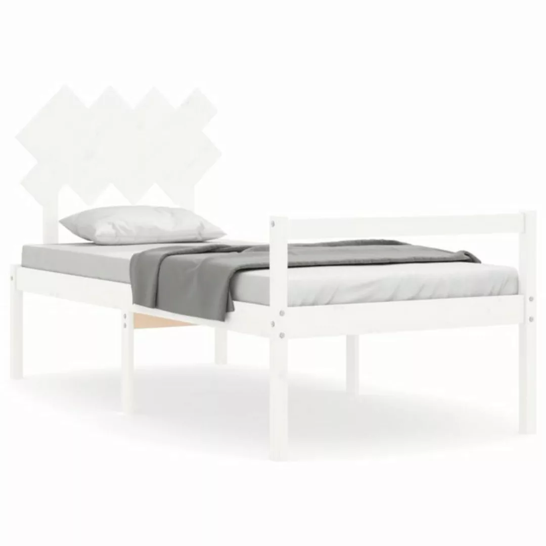 vidaXL Bett Seniorenbett mit Kopfteil Weiß Massivholz günstig online kaufen