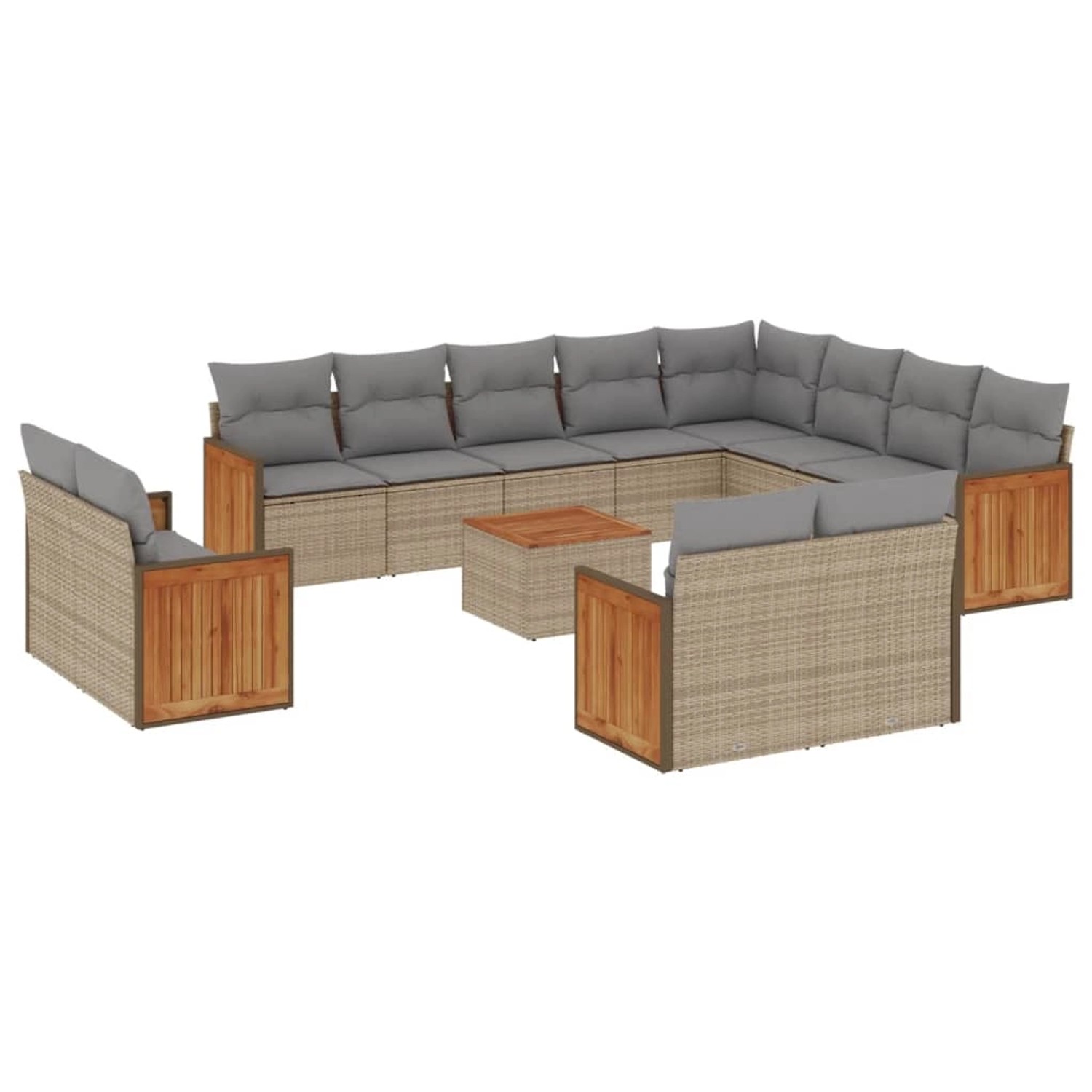 vidaXL 13-Tlg Garten-Sofagarnitur mit Kissen Beige Poly Rattan 3260603 günstig online kaufen