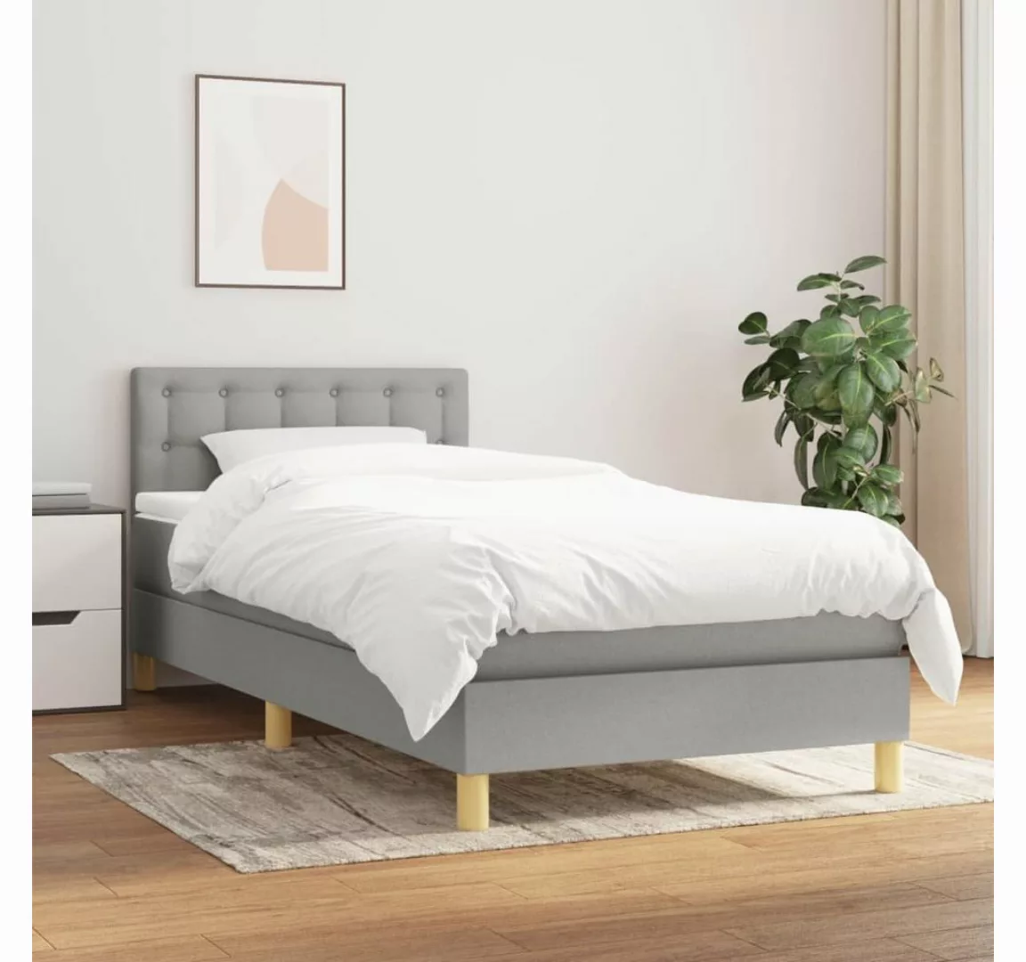 furnicato Bett Boxspringbett mit Matratze Hellgrau 80x200 cm Stoff günstig online kaufen