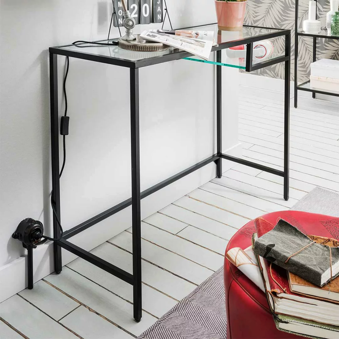 Schminkkonsole Tisch aus Glas und Metall Industry und Loft Stil günstig online kaufen