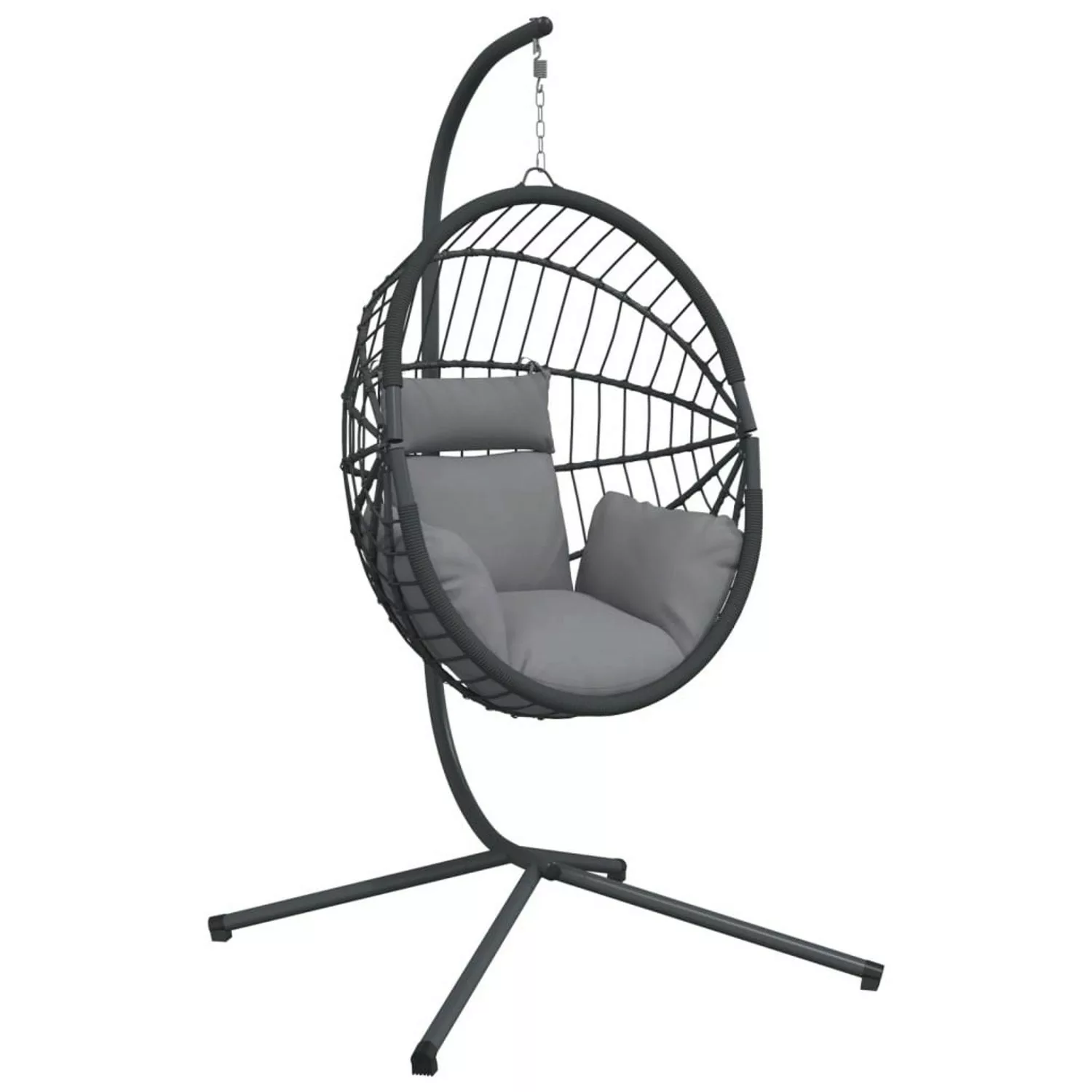 vidaXL Hängesessel Ei-Design mit Ständer Grau Rattan und Stahl 2096910 günstig online kaufen