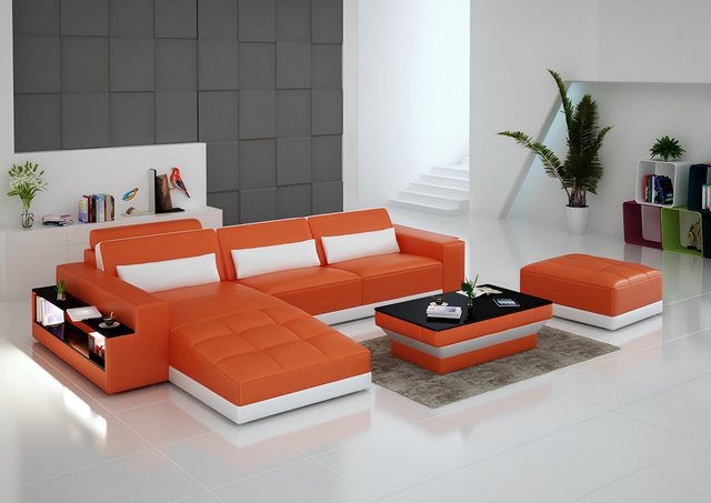 Xlmoebel Sofa Modernes Ecksofa aus Leder, elegante Wohnlandschaft mit zeitg günstig online kaufen