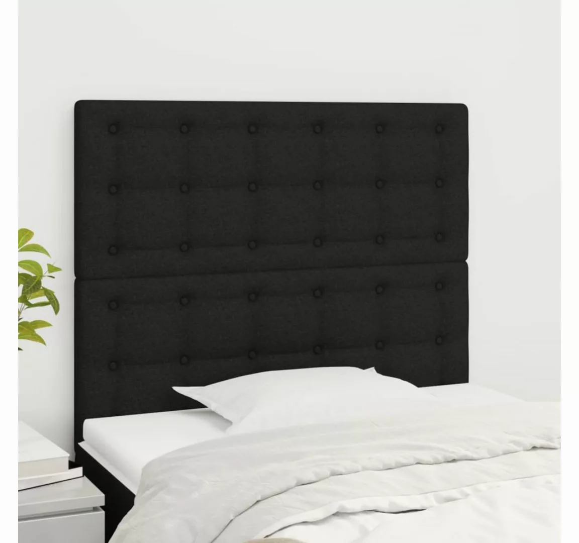 vidaXL Bett, Kopfteile 2 Stk. Schwarz 90x5x78/88 cm Stoff günstig online kaufen