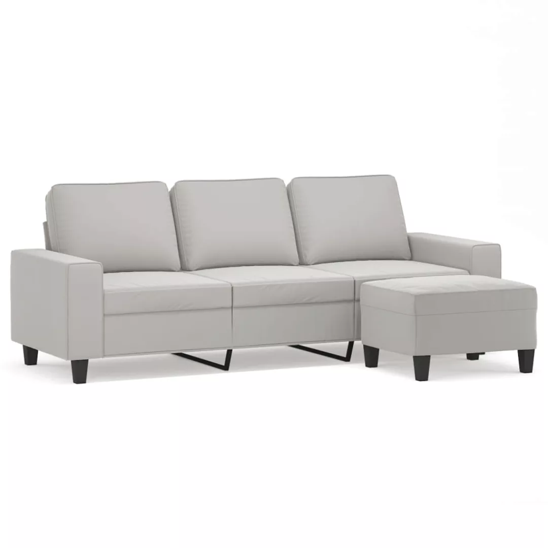 Vidaxl 3-sitzer-sofa Mit Hocker Hellgrau 180 Cm Mikrofasergewebe günstig online kaufen