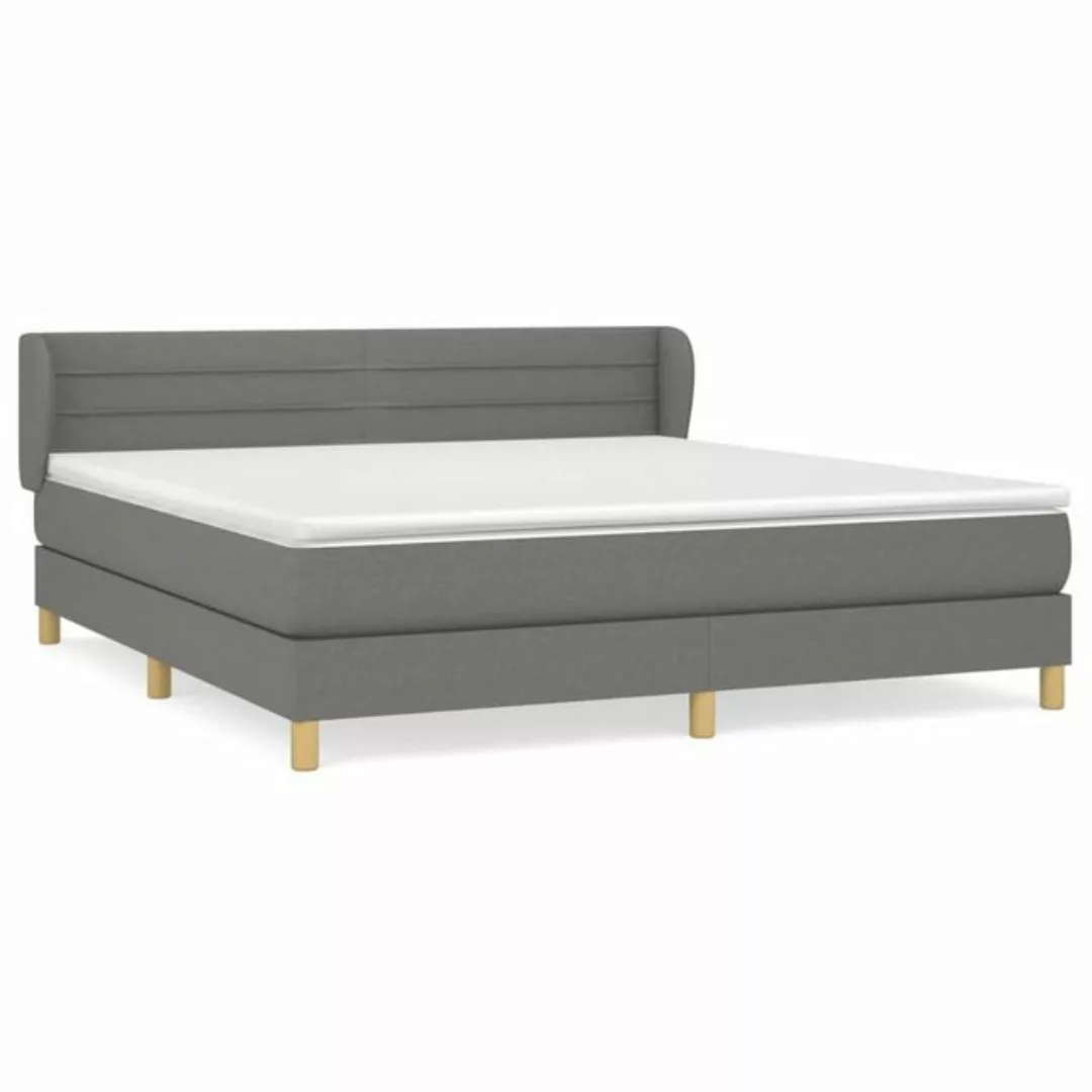 vidaXL Bettgestell Boxspringbett mit Matratze Dunkelgrau 180x200 cm Stoff B günstig online kaufen