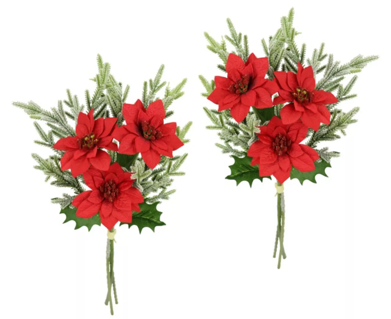 I.GE.A. Kunstblumenstrauß »Strauß Poinsettia/Tannenzweige«, 2er Set Weihnac günstig online kaufen