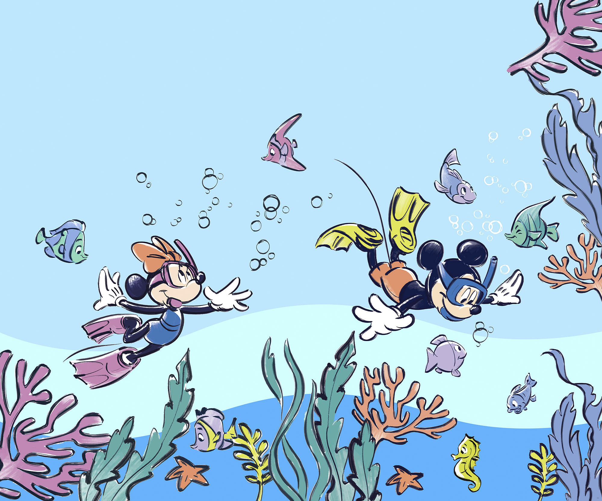 Komar Fototapete »Vlies Fototapete -Mickey & Minnie Coral Reef - Größe 300 günstig online kaufen
