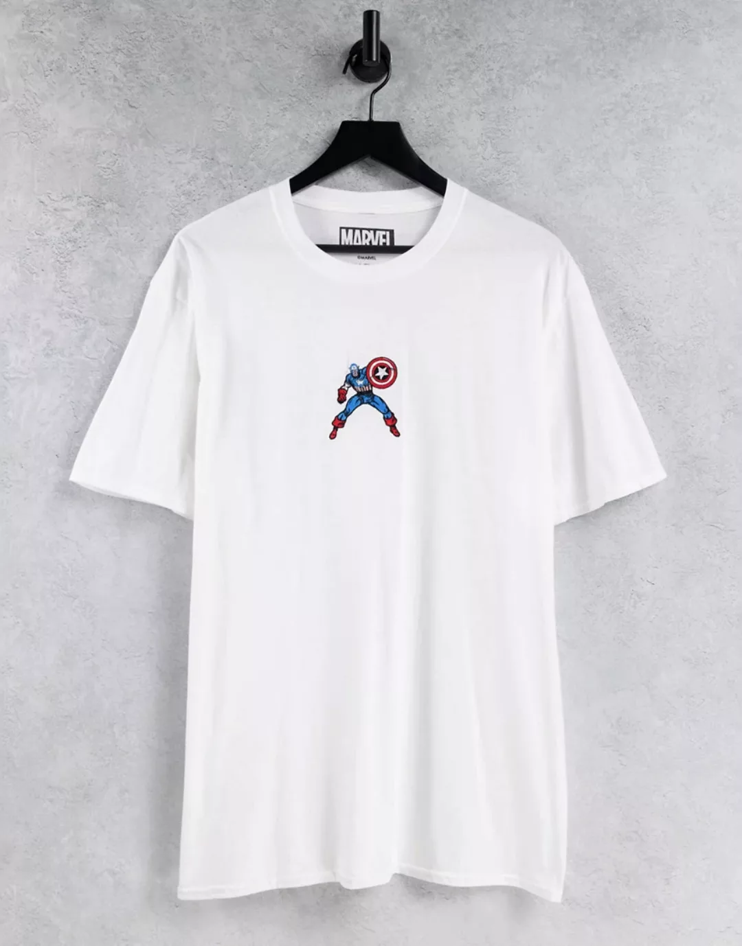 Oversize-T-Shirt mit Captain America -Stickerei-Weiß günstig online kaufen