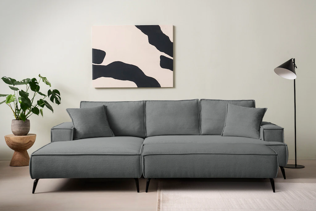 andas Sitzgruppe "TVINNU, Polsterecke mit Hocker, L-Form, Sofa in Cord", (S günstig online kaufen