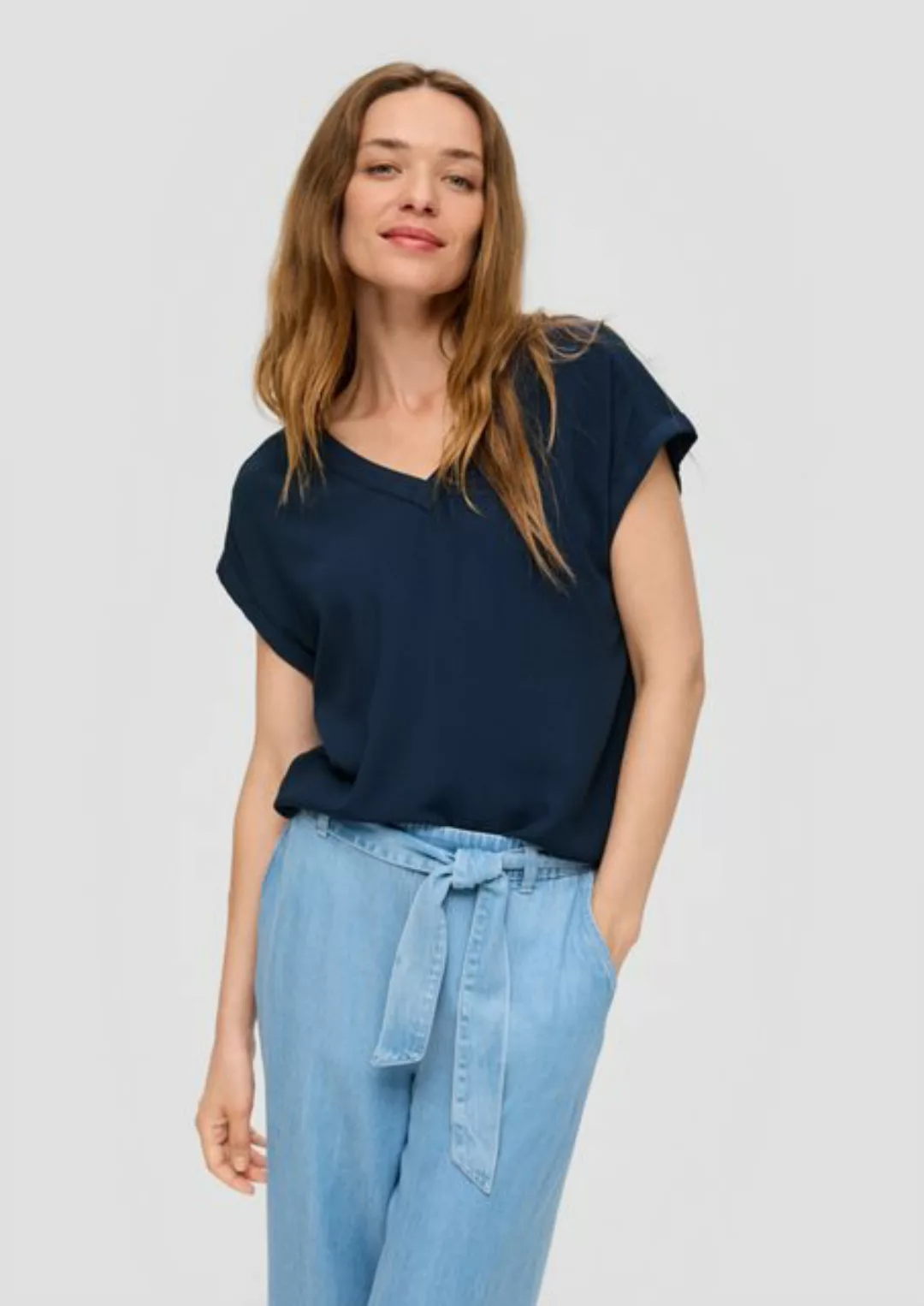 s.Oliver Kurzarmshirt Viskosebluse im Relaxed Fit mit Cut-out-Detail Cut Ou günstig online kaufen