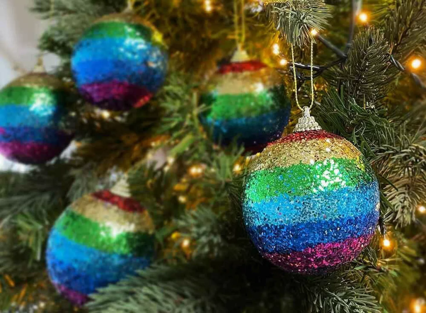 Christbaumkugeln Regenbogen Glitzer 6 Stück Weihnachtsbaumkugel Bunt Weihna günstig online kaufen