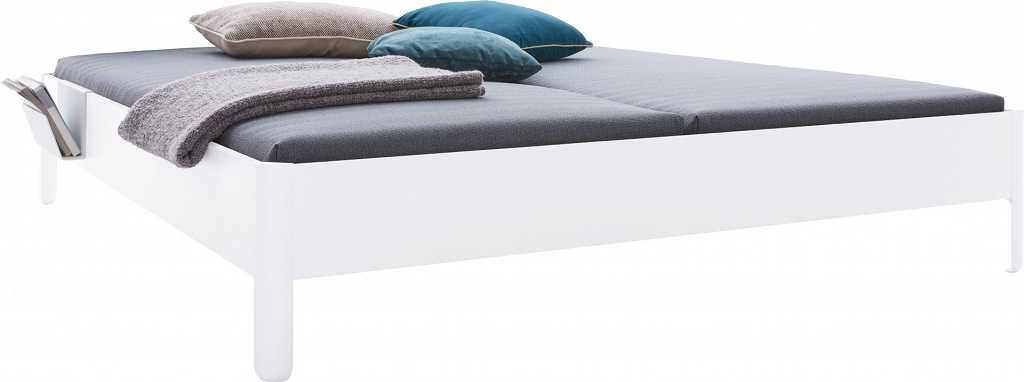 NAIT Doppelbett farbig lackiert Reinweiß 180 x 200cm Ohne Kopfteil günstig online kaufen