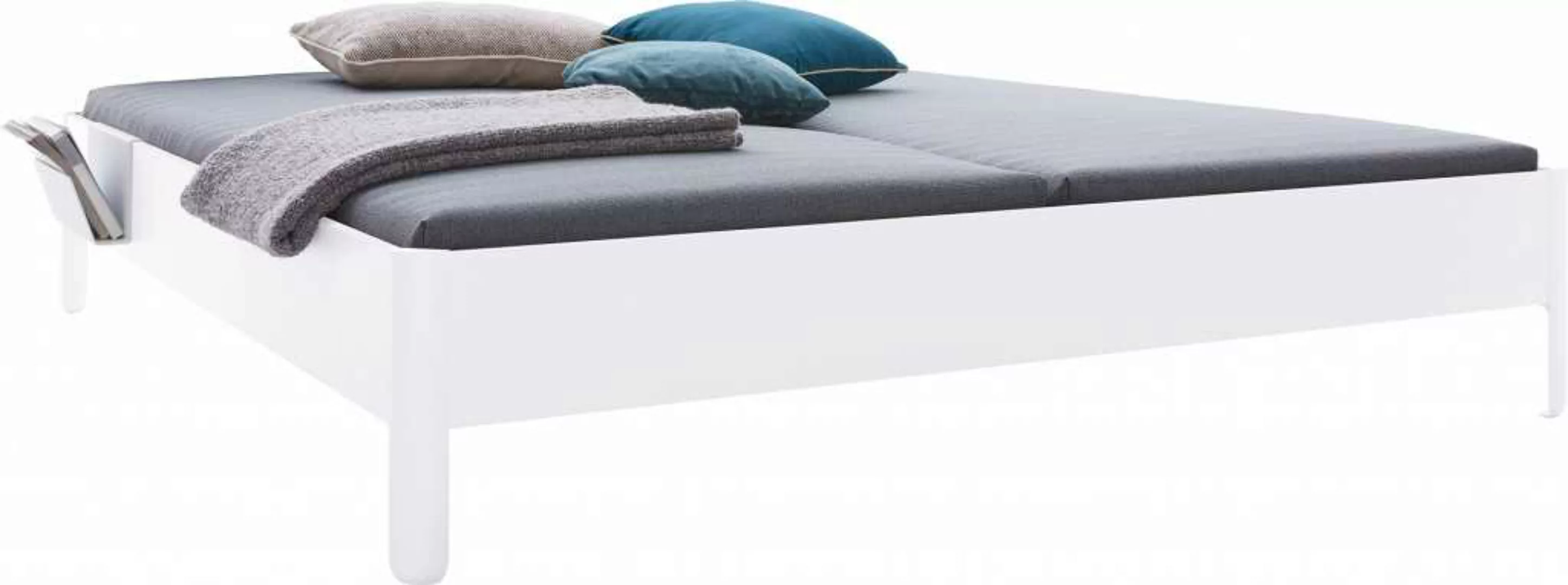 NAIT Doppelbett farbig lackiert Reinweiß 160 x 210cm Ohne Kopfteil günstig online kaufen