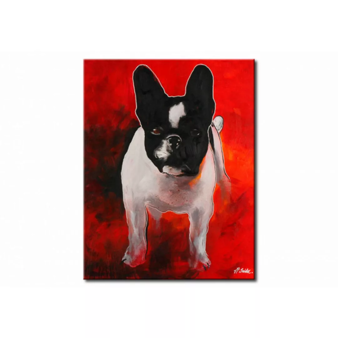 Bild auf Leinwand Dunkle, traurige Bulldogge - ein abstraktes Porträt eines günstig online kaufen