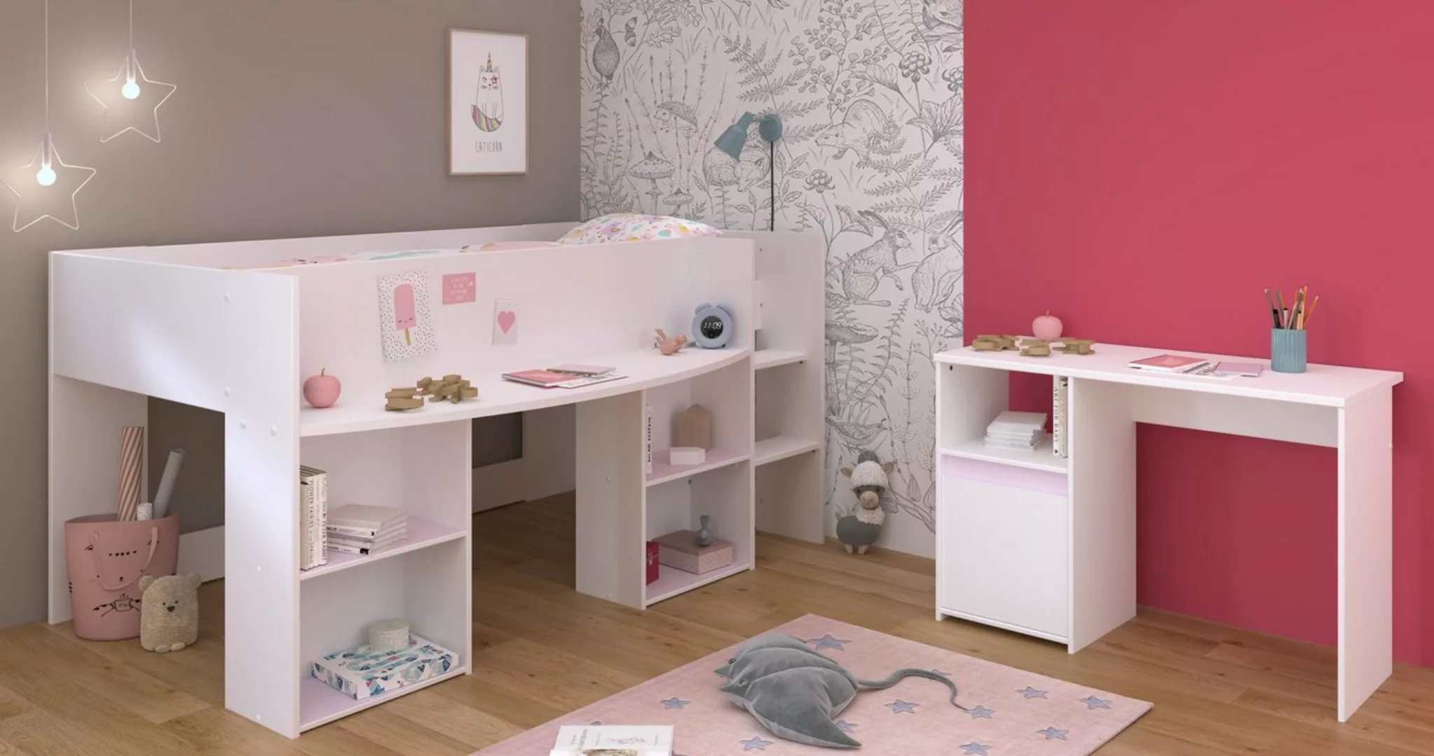 Parisot Stauraumbett Parisot Pirouette 17-Kinderzimmer Hochbett Weiß günstig online kaufen