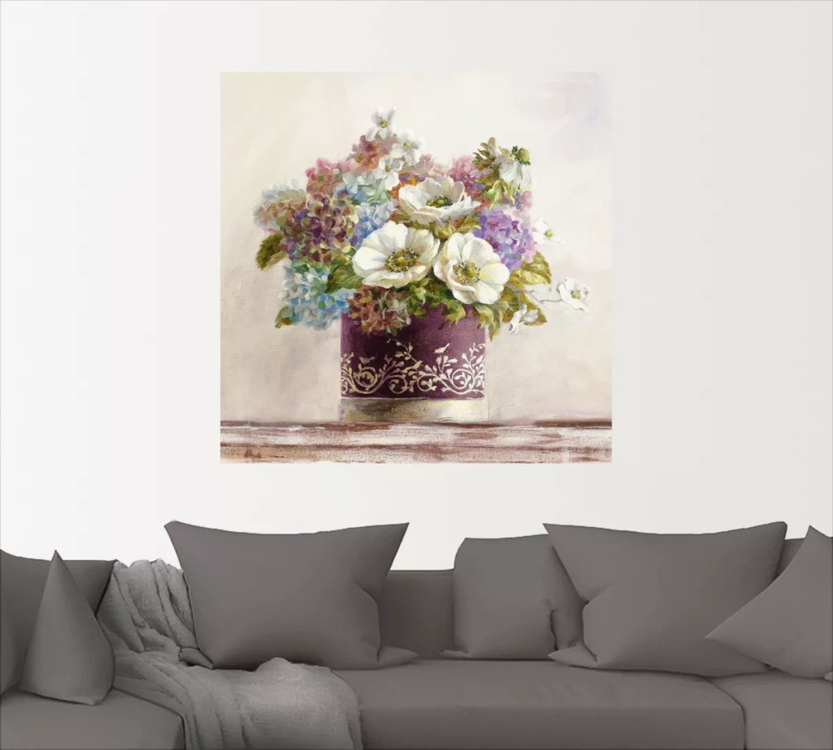 Artland Wandbild "Anemonen in Auberginer Hutschachtel", Blumen, (1 St.), al günstig online kaufen