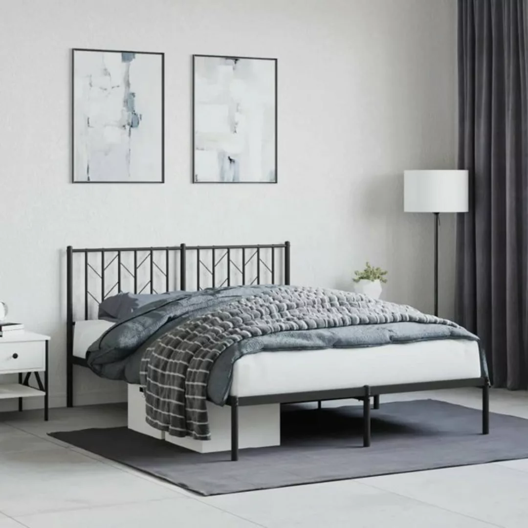 vidaXL Bettgestell Bettgestell mit Kopfteil Metall Schwarz 140x190 cm Bett günstig online kaufen