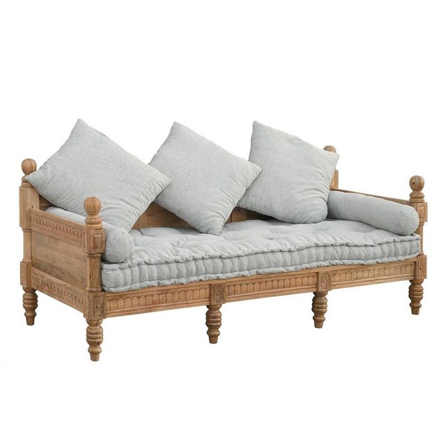 baario 3-Sitzer Holzsofa POBRI Wohnzimmer, Massivholz & Leinen Barock Antik günstig online kaufen