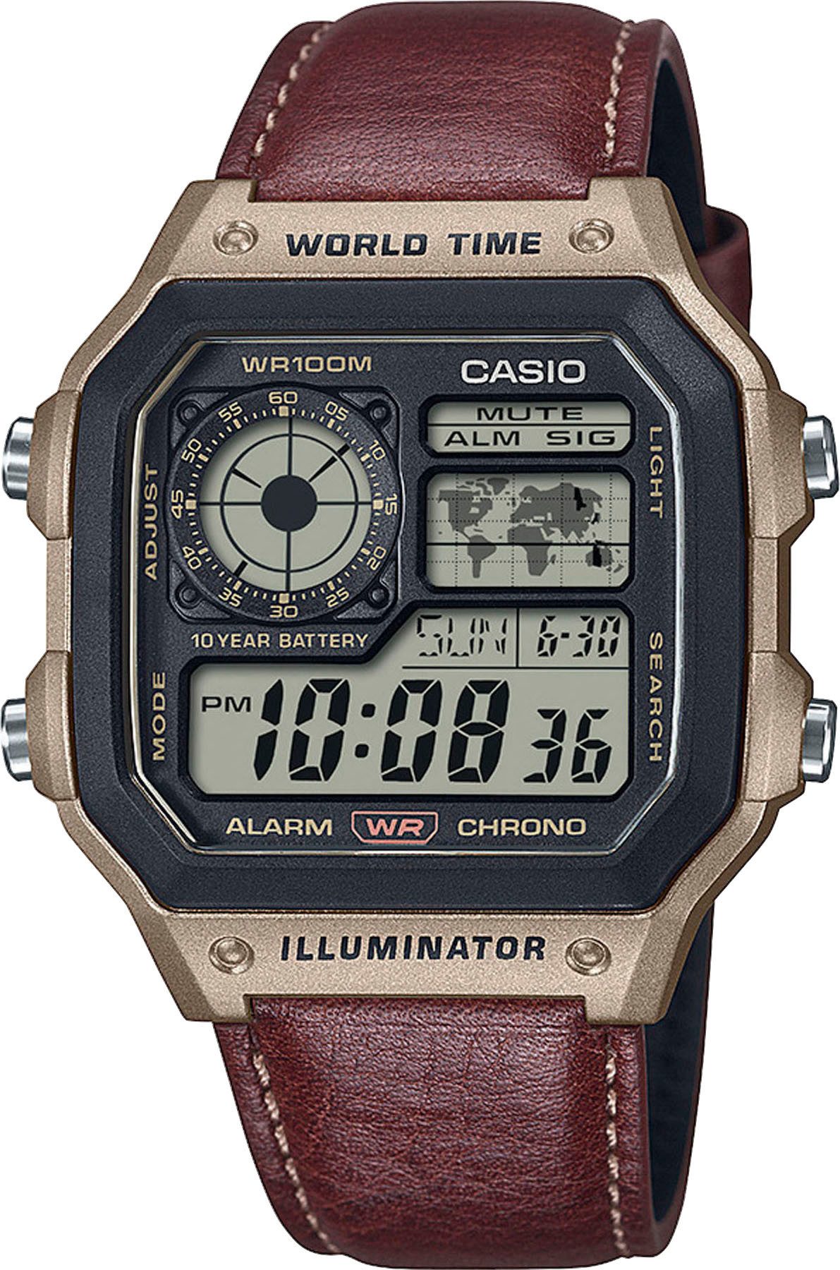 CASIO Digitaluhr Herrenuhr Digital mit Lederband günstig online kaufen
