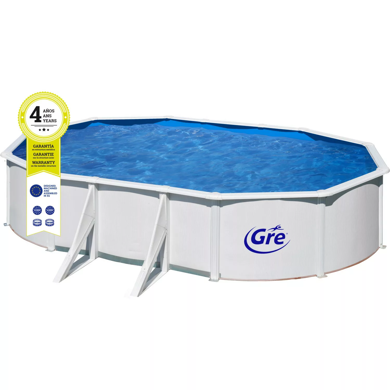 Gre Stahlwand-Pool Fidji 610 cm x 375 cm x 120 cm Oval Weiß günstig online kaufen