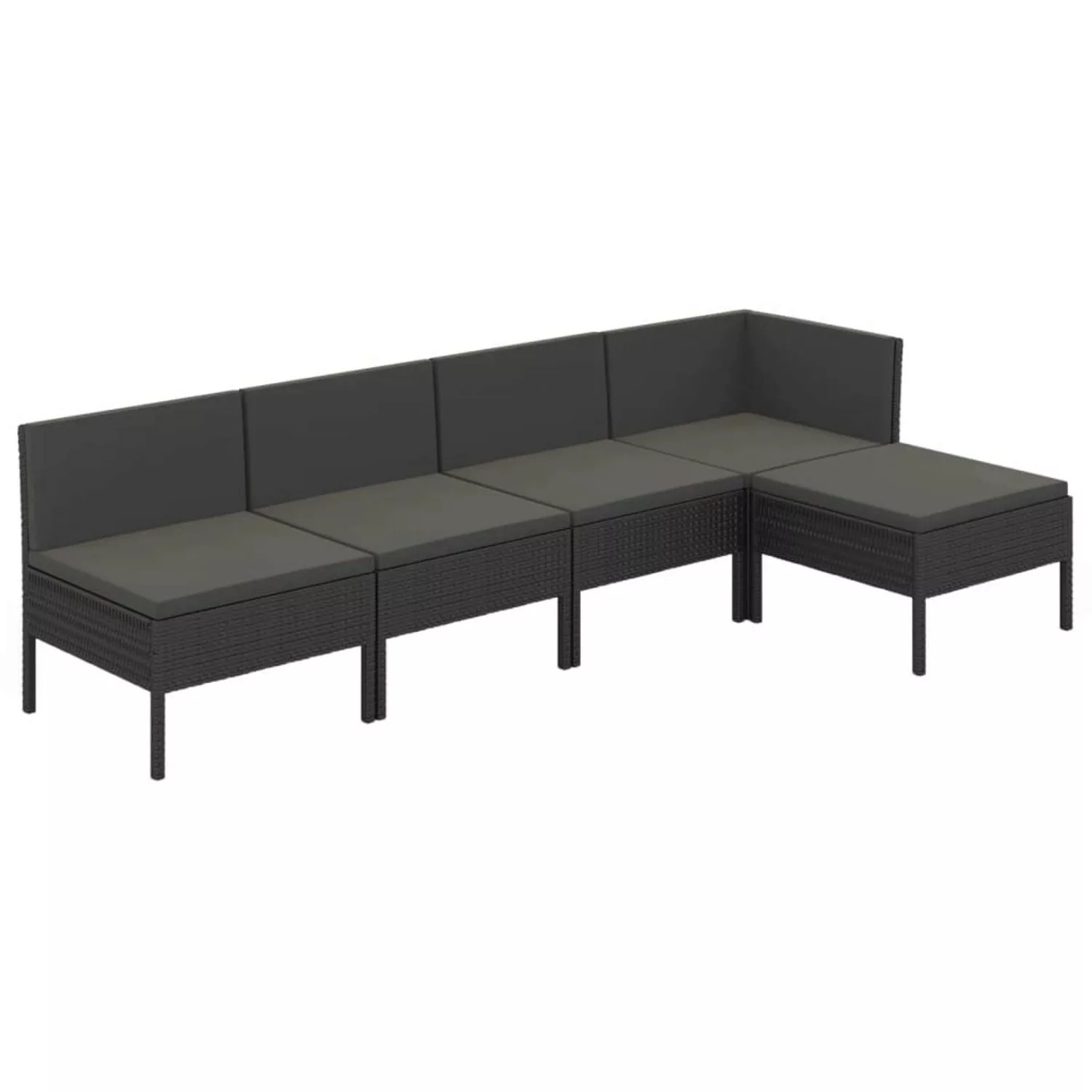 5-tlg. Garten-lounge-set Mit Auflagen Poly Rattan Schwarz günstig online kaufen