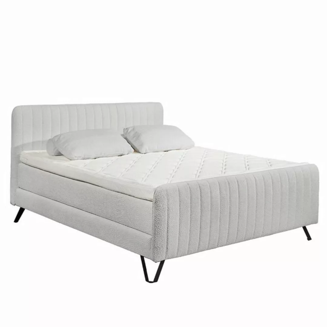 Lomadox Boxspringbett CANBERRA-09, silber mit Kaltschaumtopper 160x200 cm H günstig online kaufen