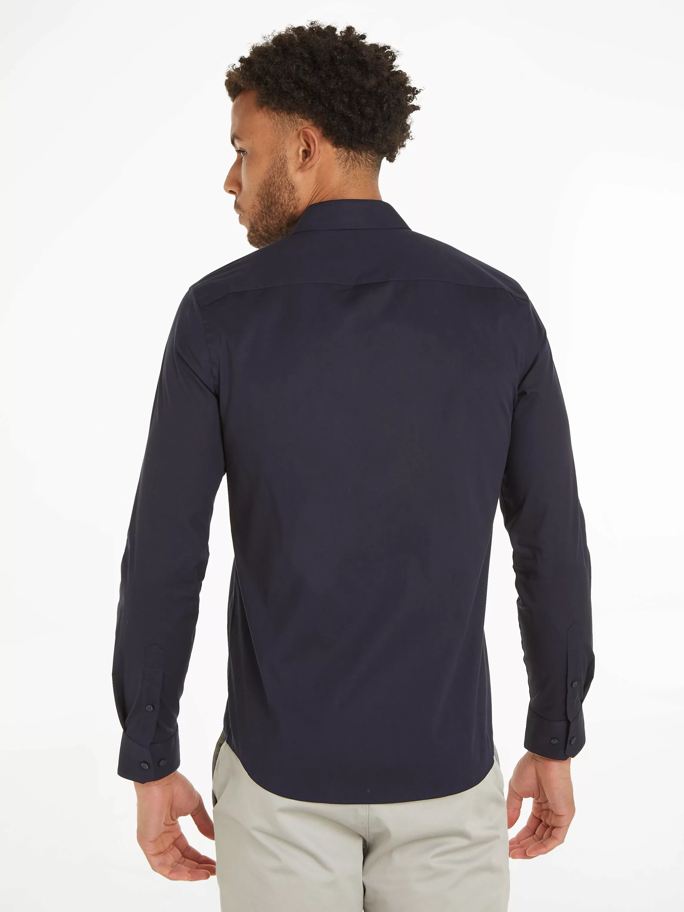 Calvin Klein Langarmhemd SLIM FIT STRETCH POPLIN mit Kentkragen günstig online kaufen